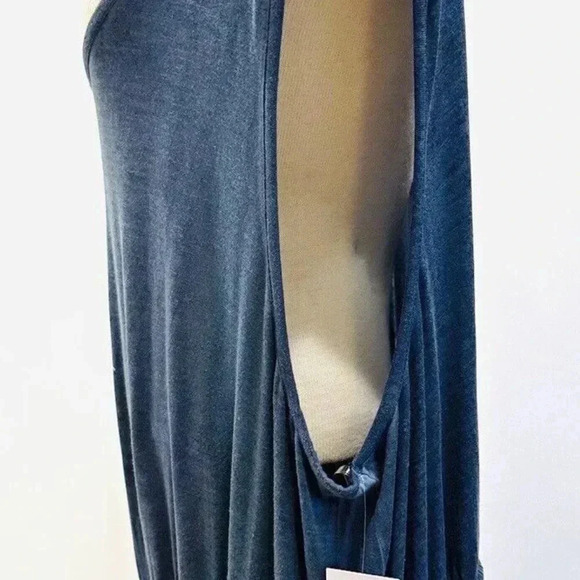 NWT SONOMA Women Sleeveless Blue Tie Elastic Waist Scoop Neck Maxi Dress Size 4X - Picture 4 of 11